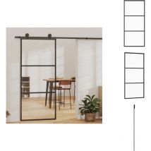 Porte coulissante Verre esg et aluminium 90x205 cm Noir - Portes Coulissantes - Porte Vitrée - Porte Aluminium - Porte Intérieur - Fenêtre Coulissante