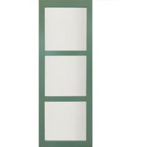 Gd Menuiseries - Porte Coulissante Vert Ral 6021 Vitrée H204 x L73 + Rail Alu Bandeau Blanc Et 2 Coquilles