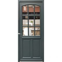 Gd Menuiseries - Porte d'entree Bois vitree, Alexa, gris ral 7016, H,215xl,90 p, droit Cote Tableau