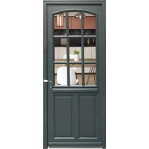 Gd Menuiseries - Porte d'entree Bois vitree, Alexa , gris RAL7016, H,215xl,90 p, droit Cote Tableau + Poignee Et Barillet (010723NO)