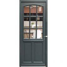 Gd Menuiseries - Porte d'entree Bois vitree, Alexa , gris RAL7016, H,215xl,90 p,gauche Cote Tableau