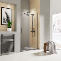 Schulte - Porte de douche 160 x 200 cm, verre 8 mm, porte coulissante, profilé noir, Toura