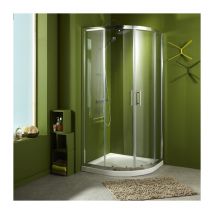Porte de douche coulissante accès d'angle circulaire 90x90x190 cm radius 550mm aluminium chromé verre securit 6 mm - Philippe