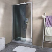 Porte de douche coulissante, verre 6 mm anticalcaire, verre anthracite fumé, profilé aspect chromé, Reverso Schulte 160 x 200 cm
