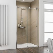 Porte de douche coulissante, verre 8 mm anticalaire, profilé aspect chromé, MasterClass Schulte 120 x 200 cm