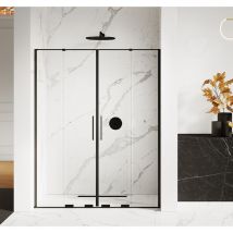 Otitec - Porte de douche coulissante noire 4 volets canaries BLACK,Largeur: 150 cm, verre 8 mm