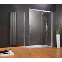 Schulte - Porte de douche coulissante + paroi de retour fixe, verre 8 mm anticalcaire, profilé aspect chromé, Manhattan 120 x 80 x 200 cm, ouverture