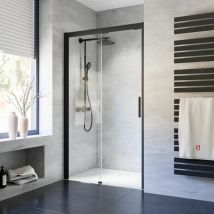 Porte de douche coulissante, verre 8 mm anticalcaire, profilé noir, Impériale 8 Schulte softclose, 160 x 200 cm