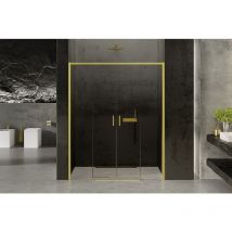 Otitec - Porte de douche doré 140 cm, coulissante, 4 volets kapri gold
