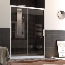 Idralite - Porte cabine de douche verre et profil pvc blanc h 200 mod. Glax 1 Porte 170 cm transparent