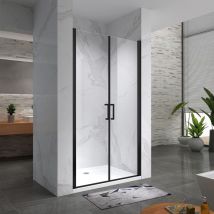 Porte de douche H. 180 cm, l. 89-92 cm, verre transparent 6 mm anticalcaire - KAYA-BLACK