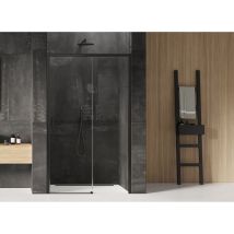 Otitec - Porte de douche noire 100 cm, coulissante droite, 2 volets tenerife black