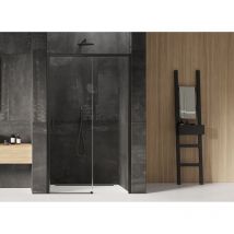 Otitec - Porte de douche noire 150 cm, coulissante droite, 2 volets tenerife black