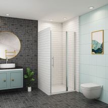 Aica Sanitaire - aica porte de douche pivotante 120x187cm installation en niche verre transparent