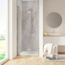 Porte de douche pivotante-pliante, verre 6 mm, profilé aspect chromé, Garant Schulte anticalcaire 90 x 200 cm, ouverture vers la gauche