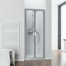 Porte de douche pliante, verre transparent, Phoenix II, Schulte, profilé alu argenté, verre 3mm, 80 x 185 cm
