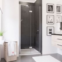 Schulte - Porte de douche pivotante-pliante, verre 5 mm anticalcaire, profilé aspect chromé 90 x 192 cm montage à gauche