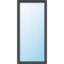 Uw 0,86 Porte de fenêtre PVC, triple vitrage, blanc/titan, 1 vantail, oscillo-battant, largeur 80 cm, hauteur 215 cm, tirant droit