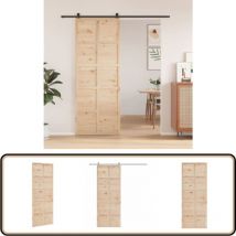 Porte de grange 80x208 cm bois massif de pin - Portes Coulissantes - Porte De Grange - Porte Intérieure - Bois Massif - Pin