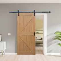 Schulte - Porte de grange Oak 102 x 215 cm, porte coulissante pleine intérieure en bois, système ouvert noir avec softclose