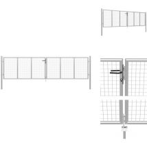 Porte de jardin Acier galvanisé 415x150 cm Argenté - Portail Jardin - Portail Aluminium - Portail Rigide - Portail Design - Portail Entrée