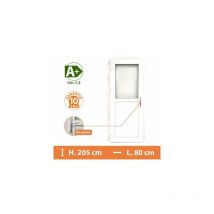 Direct Fenêtres - Porte de service 1/2 vitrée - Blanc - Tirant Gauche - H.205 x l.80 cm