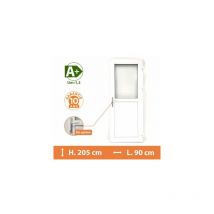 Direct Fenêtres - Porte de service 1/2 vitrée - Blanc - Tirant Droit - H.205 x l.90 cm