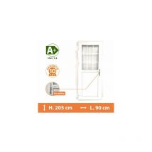 Direct Fenêtres - Porte de service 1/2 vitrée croisillons - Blanc - Tirant Gauche - H.205 x l.90 cm