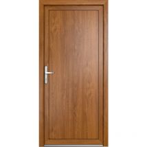 Meeth - Porte de service pvc M06, blanc/golden oak, largeur: 80cm, hauteur: 200cm, sens d'ouverture: tirant gauche - wood