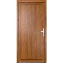 Meeth - Porte de service pvc M06, blanc/golden oak, largeur: 90cm, hauteur: 215cm, sens d'ouverture: tirant droit - wood