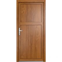 Porte de service pvc M07, blanc/golden oak, largeur: 88cm, hauteur: 200cm, sens d'ouverture: tirant gauche - wood