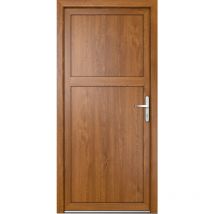 Meeth - Porte de service pvc M07, blanc/golden oak, largeur: 90cm, hauteur: 215cm, sens d'ouverture: tirant droit - wood