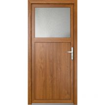 Porte de service 01, ouvrant vers l'extérieur, blanc/golden oak largeur: 80cm, hauteur: 200cm, sens d'ouverture: tirant droit - wood