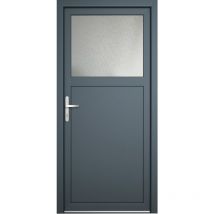 Porte de service 01, ouvrant vers l'extérieur, blanc/titane largeur: 80cm, hauteur: 200cm, sens d'ouverture: tirant gauche - grey