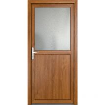 Porte de service 02, ouvrant vers l'extérieur, blanc/golden oak largeur: 80cm, hauteur: 200cm, sens d'ouverture: tirant gauche - wood