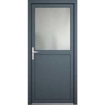 Porte de service 02, ouvrant vers l’extérieur, blanc/titane largeur: 90cm, hauteur: 215cm, sens d'ouverture: tirant droit