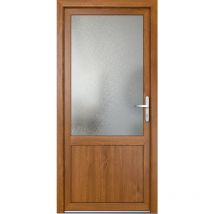 Porte de service 03, ouvrant vers l'extérieur, blanc/golden oak largeur: 80cm, hauteur: 205cm, sens d'ouverture: tirant droit - wood