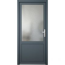 Porte de service 03, ouvrant vers l'extérieur, blanc/titane largeur: 90cm, hauteur: 215cm, sens d'ouverture: tirant droit - grey