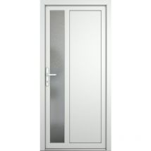Porte de service 04, ouvrant vers l'extérieur, blanc/blanc, largeur: 90cm, hauteur: 215cm, sens d'ouverture: tirant gauche - white