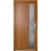 Porte de service 04, ouvrant vers l'extérieur, blanc/golden oak largeur: 90cm, hauteur: 205cm, sens d'ouverture: tirant droit - wood