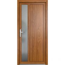 Porte de service 04, ouvrant vers l'extérieur, blanc/golden oak largeur: 80cm, hauteur: 205cm, sens d'ouverture: tirant gauche - wood