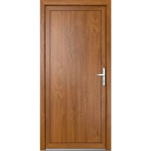 Porte de service 06, ouvrant vers l'extérieur, blanc/golden oak largeur: 98cm, hauteur: 200cm, sens d'ouverture: tirant droit - wood
