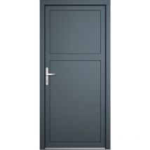 Porte de service 07, ouvrant vers l'extérieur, blanc/titane largeur: 90cm, hauteur: 205cm, sens d'ouverture: tirant gauche - grey