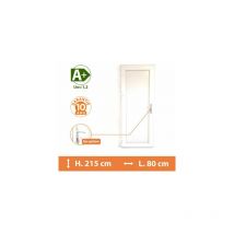 Direct Fenêtres - Porte de service pleine - Blanc - Tirant Gauche - H.215 x l.80 cm