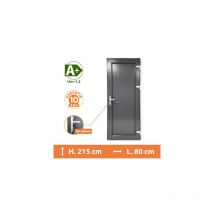 Porte de service pleine - Gris - Tirant Droit - H.215 x l.80 cm