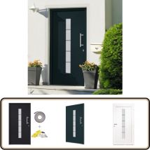 Porte d'entrée Aluminium et pvc Anthracite 100x210 cm - Portes D'entrée - Porte D'entrée - Porte Extérieure - Porte Sécurisée - Porte Aluminium