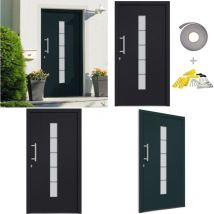Porte d'entrée Aluminium et pvc Anthracite 110x210 cm - Portes D'entrée - Porte D'entrée - Porte Extérieure - Porte Sécurisée - Porte Pvc Aluminium