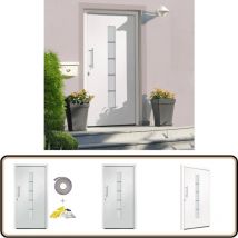Porte d'entrée Aluminium et pvc Blanc 100x200 cm - Portes D'entrée - Porte Blanche - Porte Pvc - Porte Aluminium - Porte Sécurisée