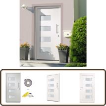Porte d'entrée Aluminium et pvc Blanc 100x200 cm - Portes D'entrée - Porte Blanche - Porte Pvc - Porte Aluminium - Porte Sécurisée