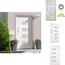Porte d'entrée Aluminium et pvc Blanc 100x200 cm - Portes D'entrée - Porte Blanche - Porte Pvc - Porte Aluminium - Porte Sécurisée